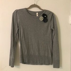 Girls Gray Flower Sweater